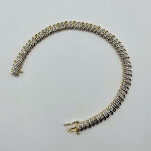 .50 CT Natural Diamond Gold Plated Wave link Bracelet